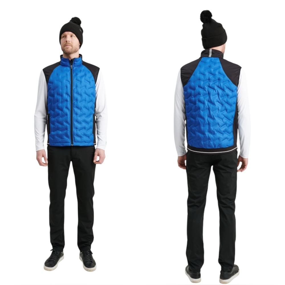 Abacus Blue Quilted Performance Puffer Vest Lightweight Zip Small
